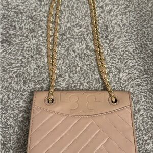 Tory Burch Beige Quilted Shoulder Bag Prom Wedding Guest